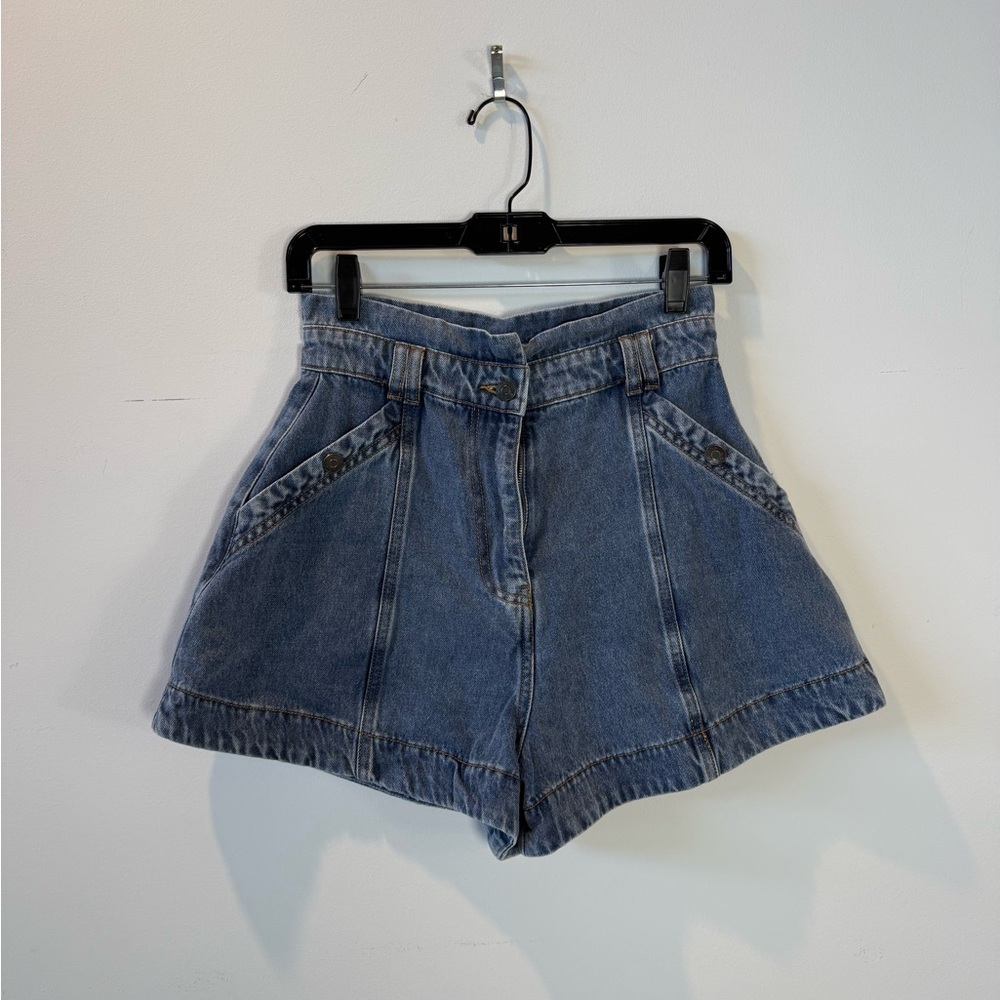 Shona Joy Blue High-Waisted Jean Shorts Relaxed Fit